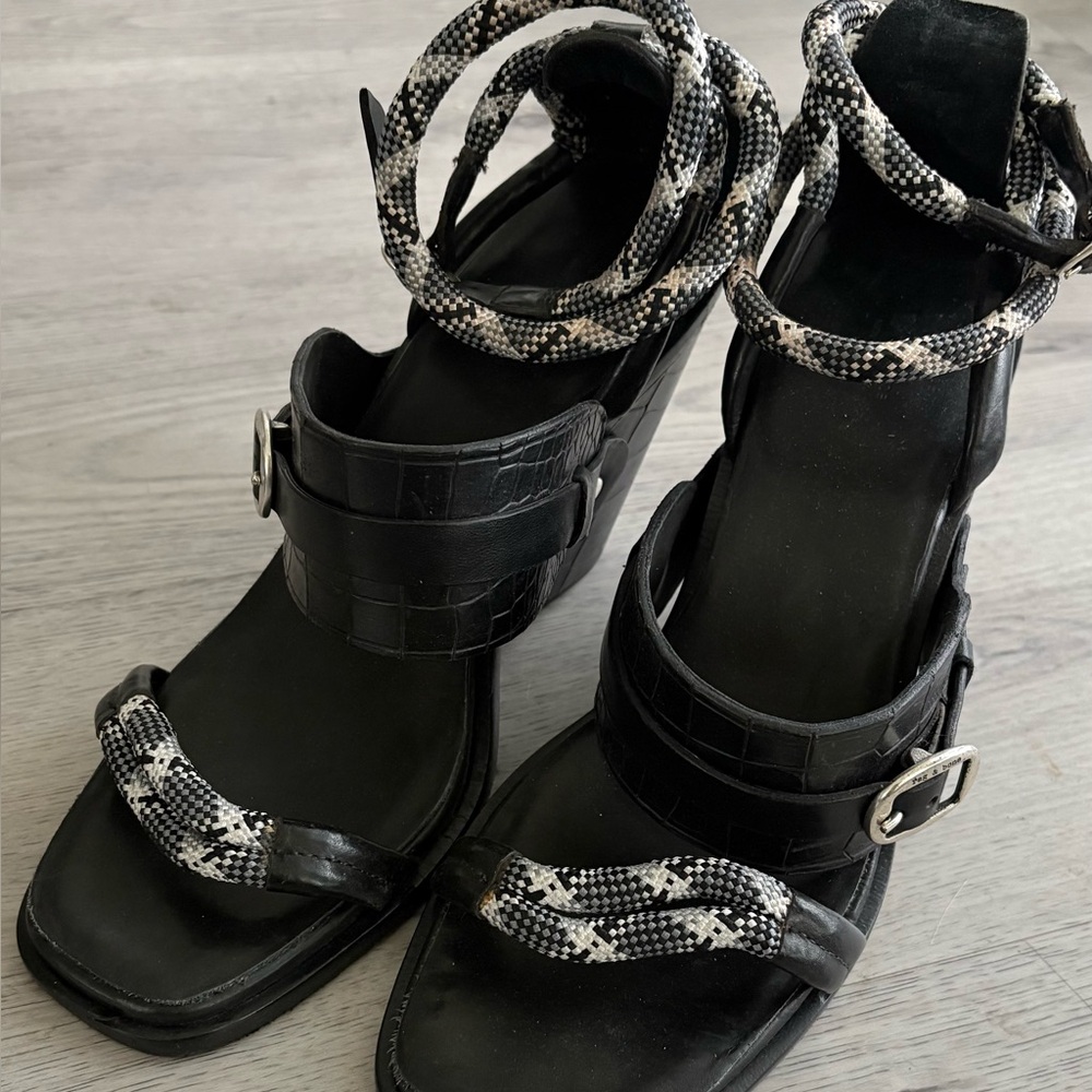 Rag & Bone Black and White Snakeskin Sandals